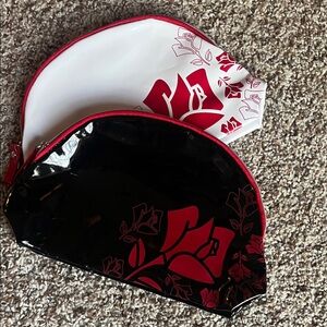 Lancome Black and White Floral Cosmetic Bag Set